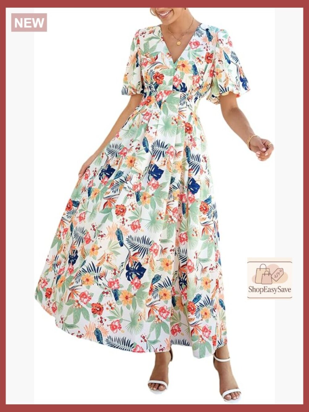 Floral Maxi Dress Elegant Formal Wedding Guest Fit & Flare V-Neck